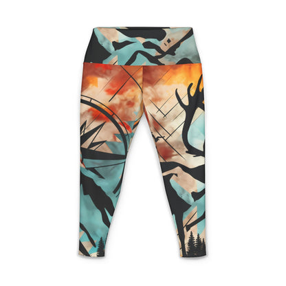 Abstract Sunset Compass Women's Yoga Pants – All-Over-Print Athletic Leggings