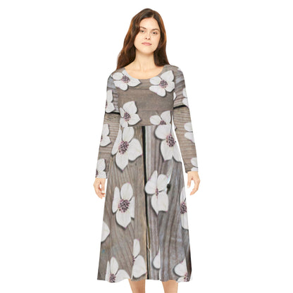 Floral Long Sleeve Dance Dress — Vintage Green AOP