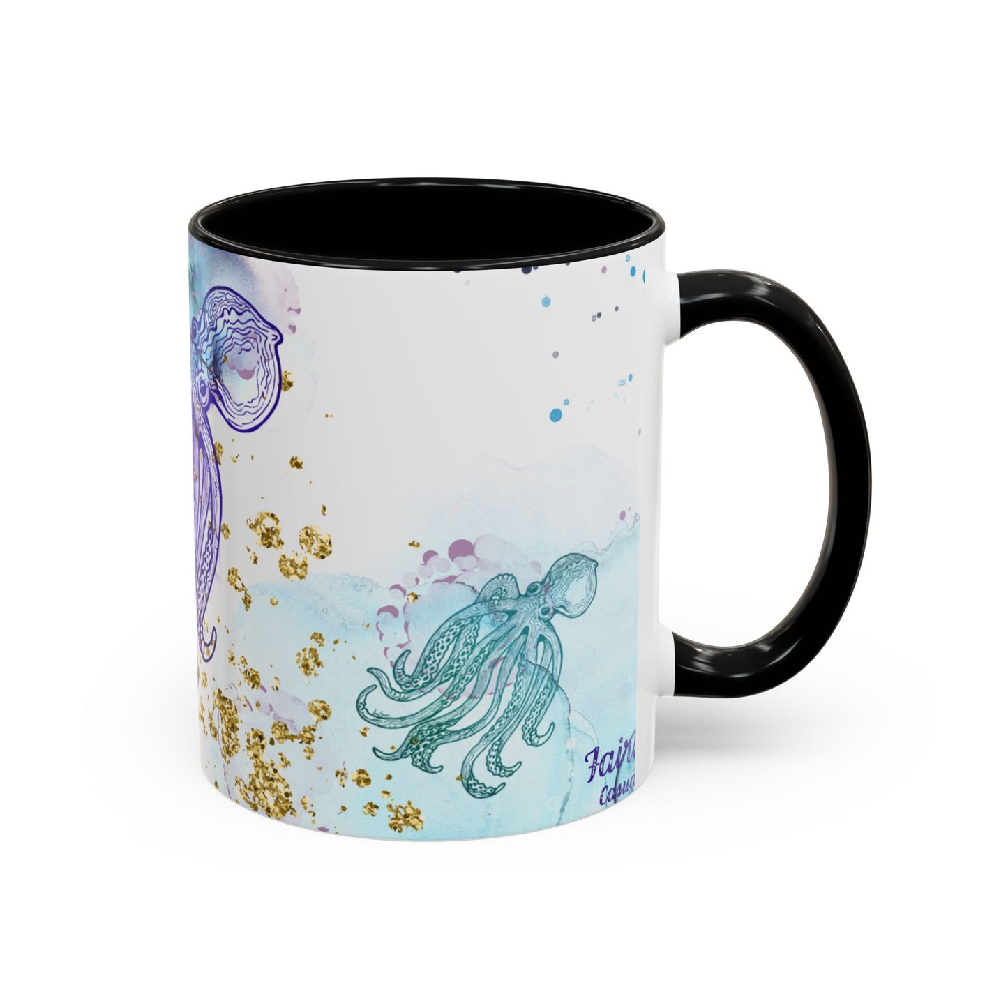 Octopus Watercolor Coffee Mug — Ocean Jellyfish Art Accent Mug (11/15oz)