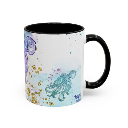 Octopus Watercolor Coffee Mug — Ocean Jellyfish Art Accent Mug (11/15oz)