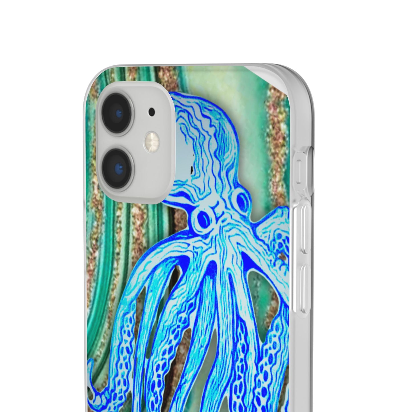Octopus Seafoam Phone Case — Artistic Blue Octopus Flexible Protective Cover