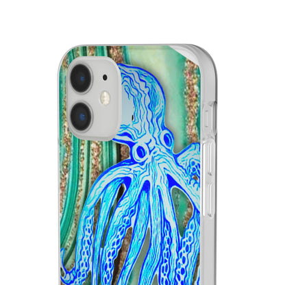 Octopus Seafoam Phone Case — Artistic Blue Octopus Flexible Protective Cover