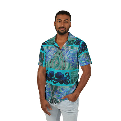 Tropical Octopus Hawaiian Shirt — Teal Ocean AOP Camp Shirt