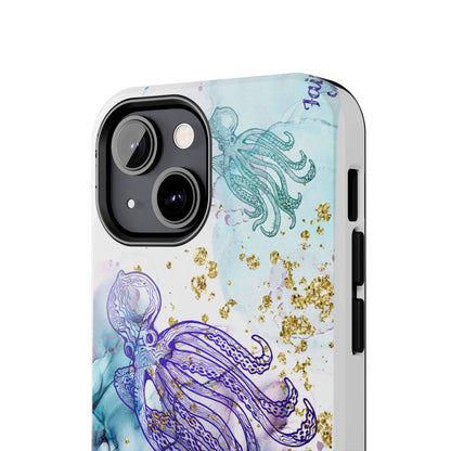 Octopus Art Tough Phone Case — Purple Nautical Sea Creature Design
