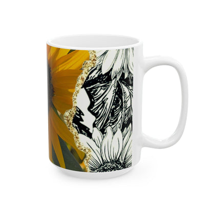 Sunflower Ceramic Mug — 11oz & 15oz Floral Coffee Tea Cup