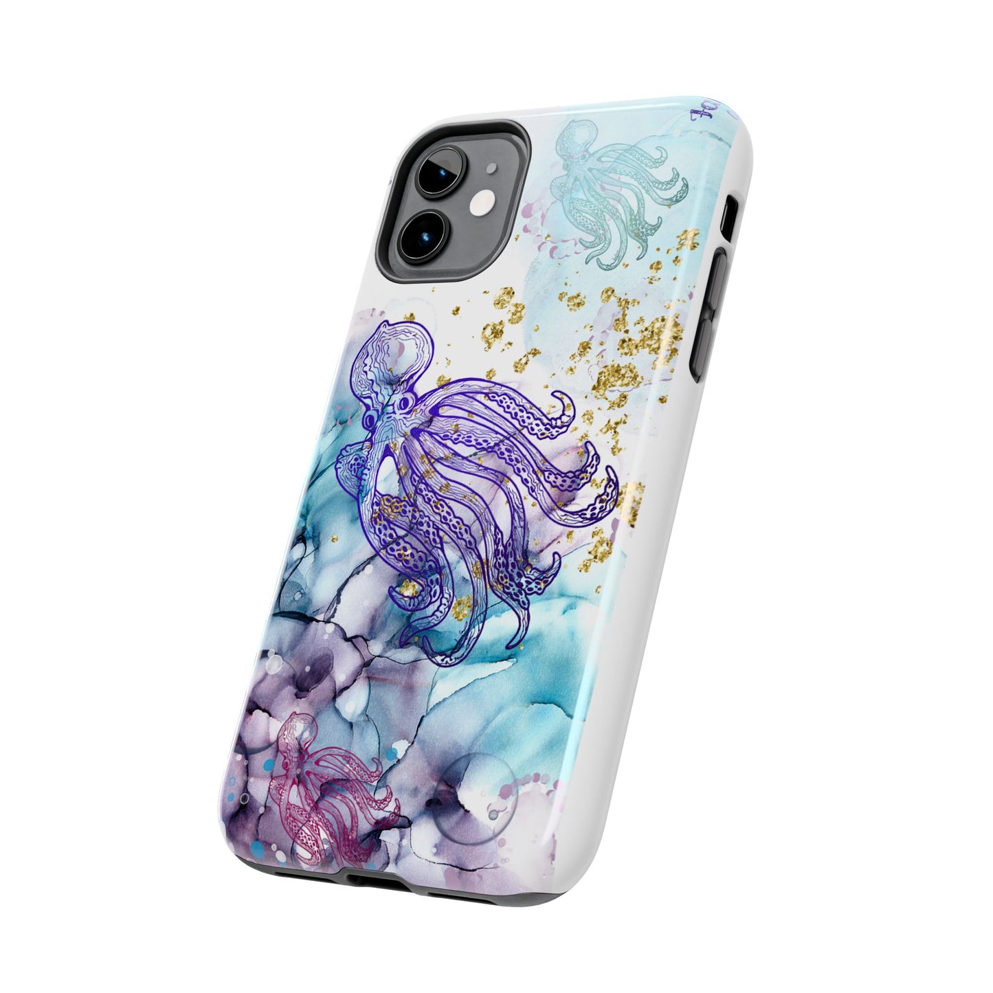 Octopus Art Tough Phone Case — Purple Nautical Sea Creature Design