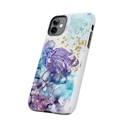 Octopus Art Tough Phone Case — Purple Nautical Sea Creature Design