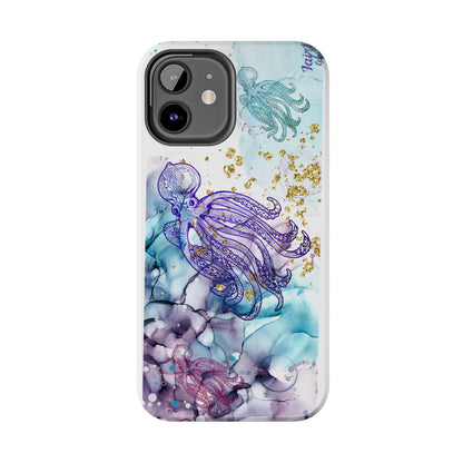Octopus Art Tough Phone Case — Purple Nautical Sea Creature Design
