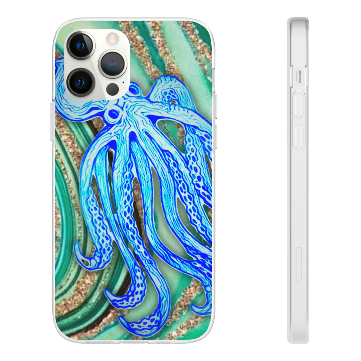 Octopus Seafoam Phone Case — Artistic Blue Octopus Flexible Protective Cover