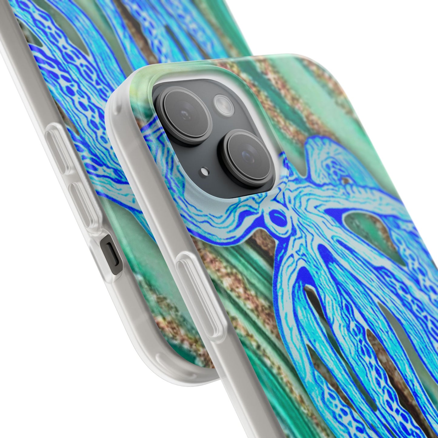 Octopus Seafoam Phone Case — Artistic Blue Octopus Flexible Protective Cover
