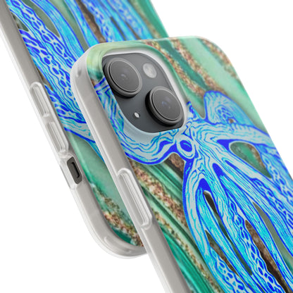 Octopus Seafoam Phone Case — Artistic Blue Octopus Flexible Protective Cover