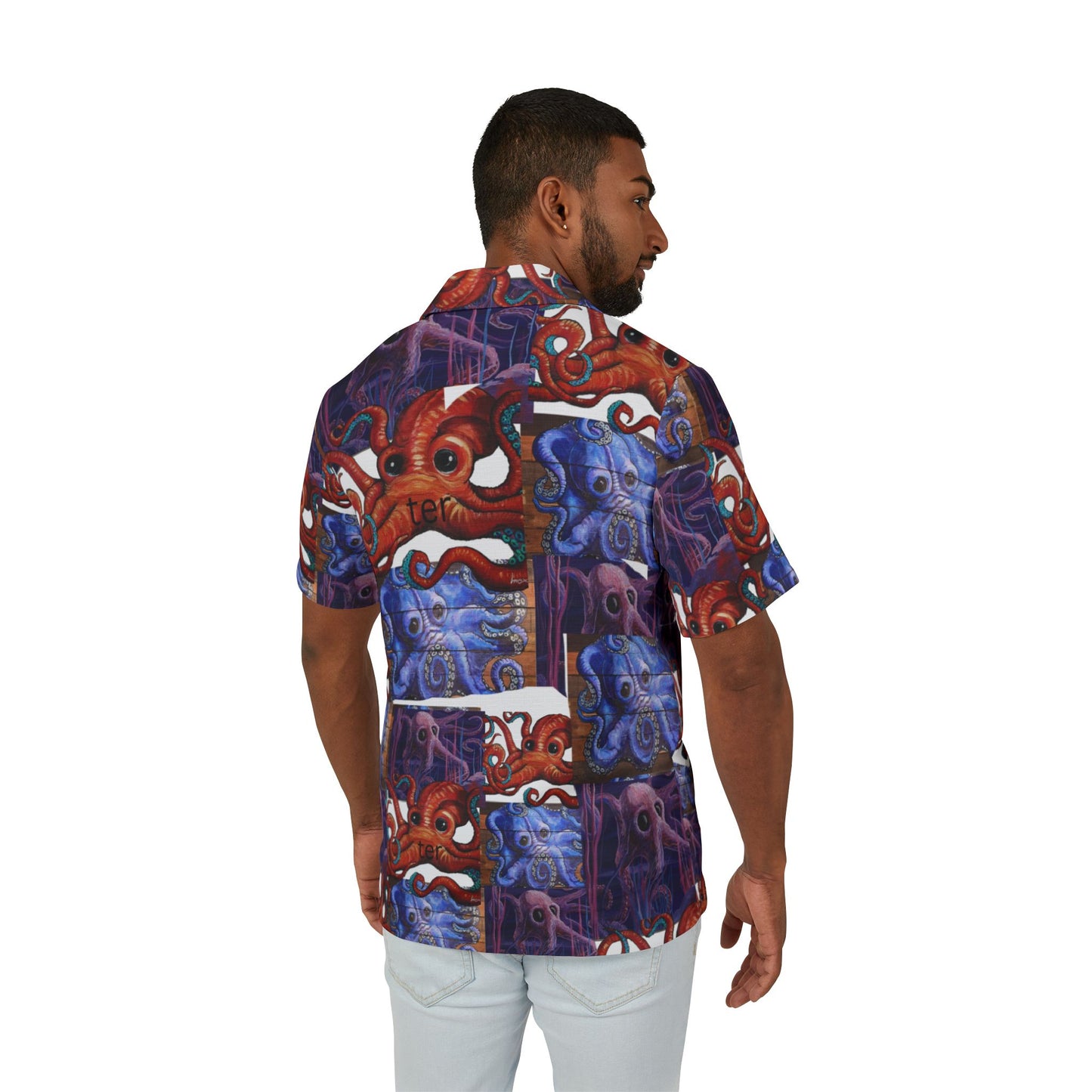 Octopus Pattern Hawaiian Shirt — Men’s Tropical Camp Shirt