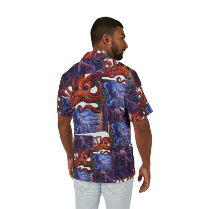 Octopus Pattern Hawaiian Shirt — Men’s Tropical Camp Shirt