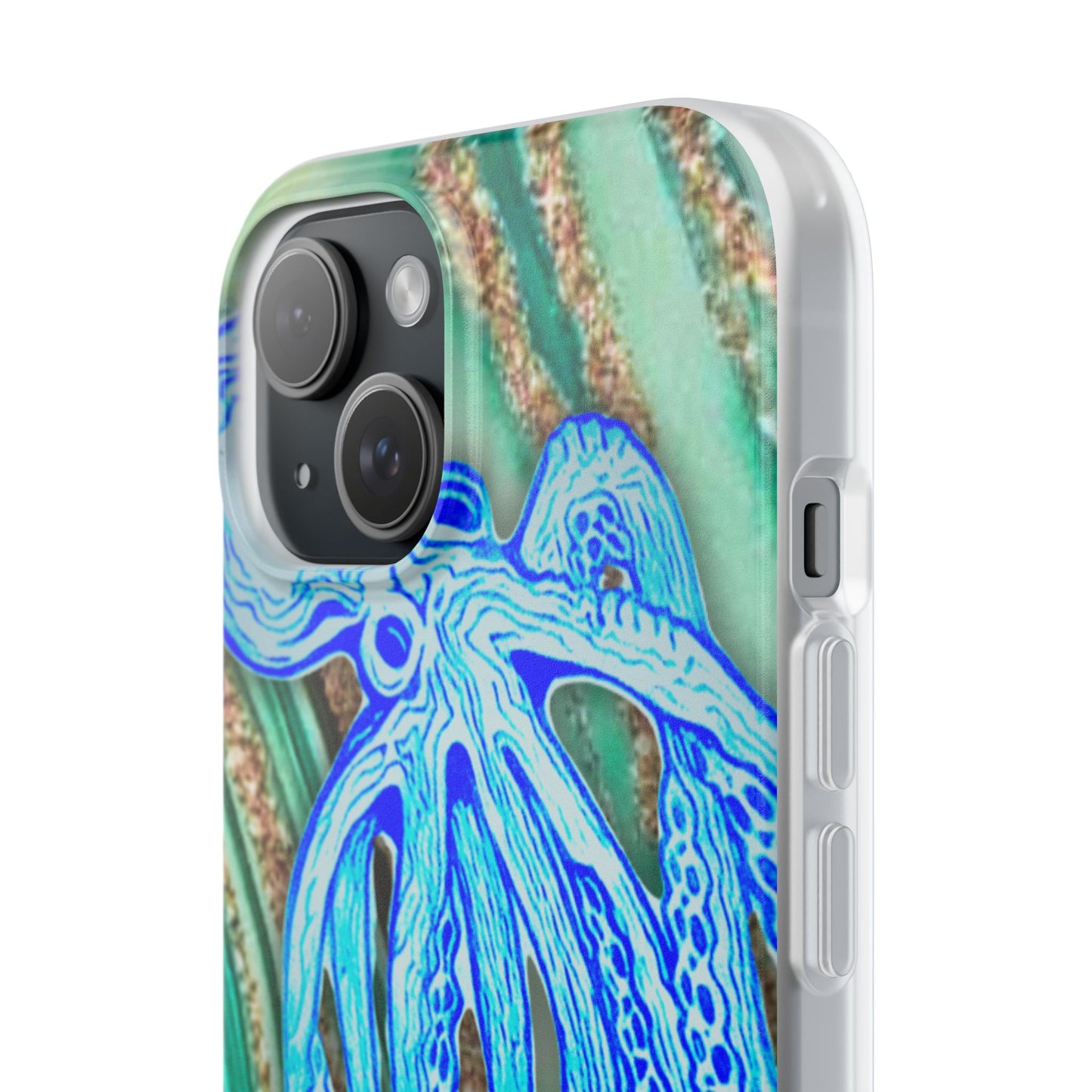 Octopus Seafoam Phone Case — Artistic Blue Octopus Flexible Protective Cover