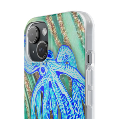Octopus Seafoam Phone Case — Artistic Blue Octopus Flexible Protective Cover