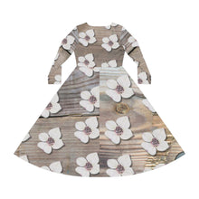 Floral Long Sleeve Dance Dress — Vintage Green AOP