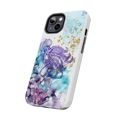 Octopus Art Tough Phone Case — Purple Nautical Sea Creature Design