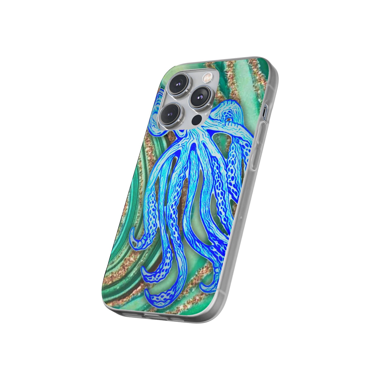 Octopus Seafoam Phone Case — Artistic Blue Octopus Flexible Protective Cover