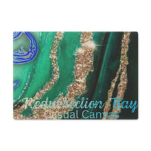 Teal & Gold Agate Glass Cutting Board – Elegant Geode Kitchen Décor