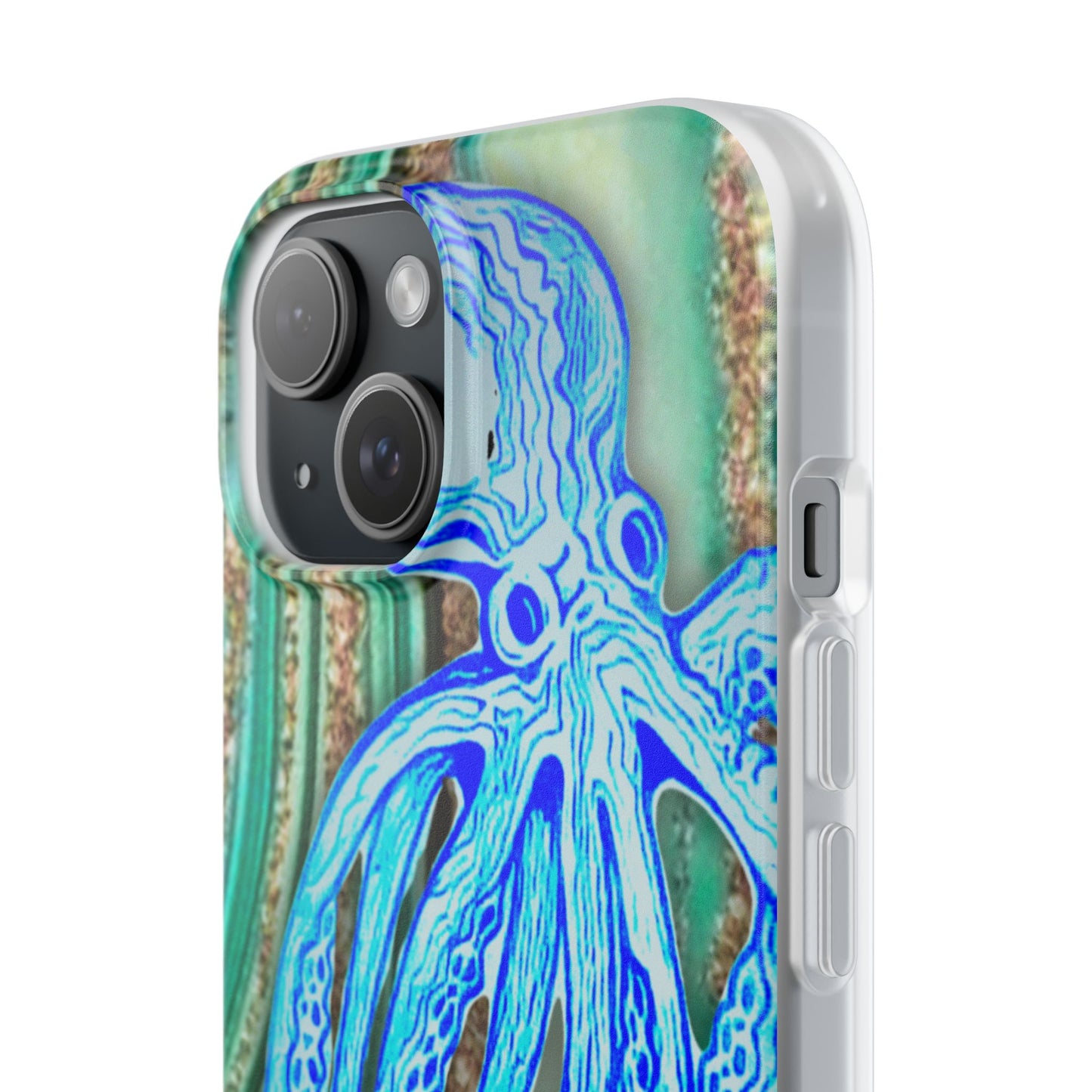 Octopus Seafoam Phone Case — Artistic Blue Octopus Flexible Protective Cover