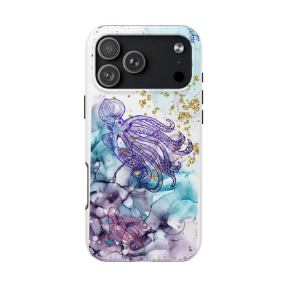 Octopus Art Tough Phone Case — Purple Nautical Sea Creature Design