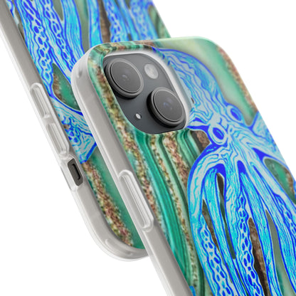 Octopus Seafoam Phone Case — Artistic Blue Octopus Flexible Protective Cover