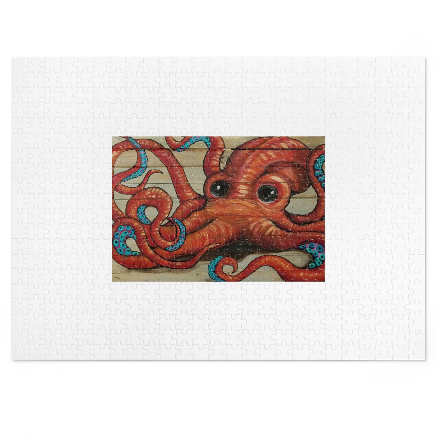 Octopus Art by Betsy McGrew with Casual Canvas Jigsaw Puzzle with Tin — 500-Piece Nautical Puzzle Gift