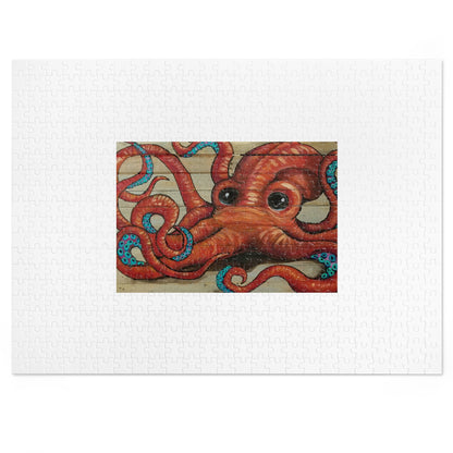 Octopus Art by Betsy McGrew with Casual Canvas Jigsaw Puzzle with Tin — 500-Piece Nautical Puzzle Gift