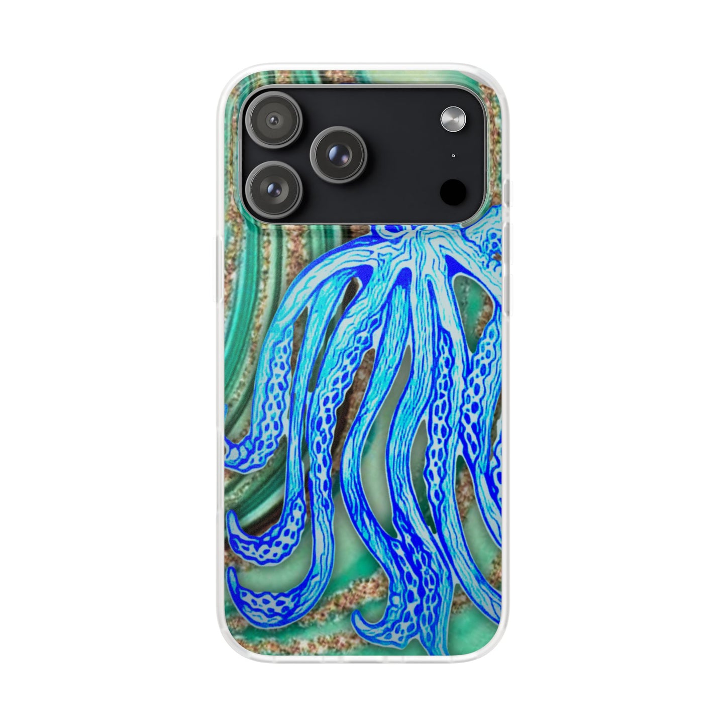 Octopus Seafoam Phone Case — Artistic Blue Octopus Flexible Protective Cover