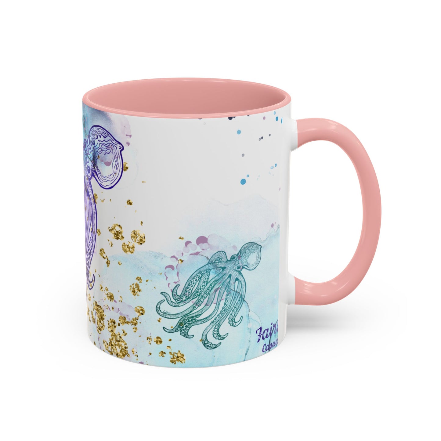 Octopus Watercolor Coffee Mug — Ocean Jellyfish Art Accent Mug (11/15oz)