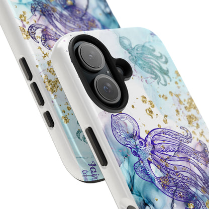 Octopus Art Tough Phone Case — Purple Nautical Sea Creature Design