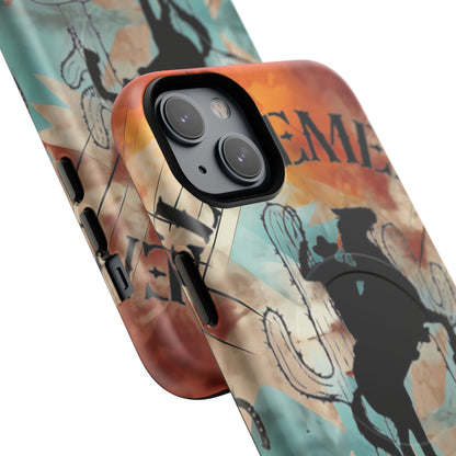 Elopement  Wrangler Tough Magnetic Phone Case — Rodeo Cowboy Silhouette Design