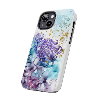 Octopus Art Tough Phone Case — Purple Nautical Sea Creature Design