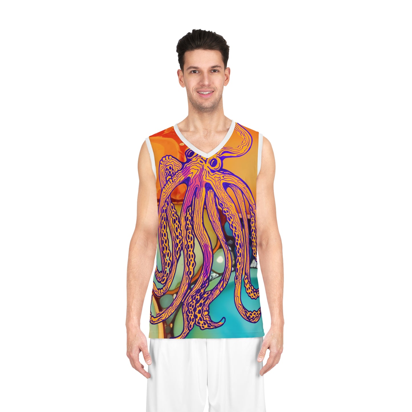 Octopus Art Basketball Jersey — Vibrant AOP Ocean-Inspired Tank