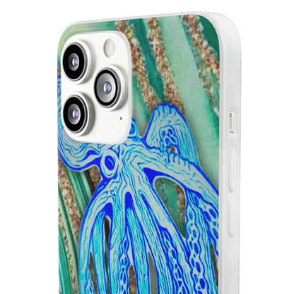 Octopus Seafoam Phone Case — Artistic Blue Octopus Flexible Protective Cover