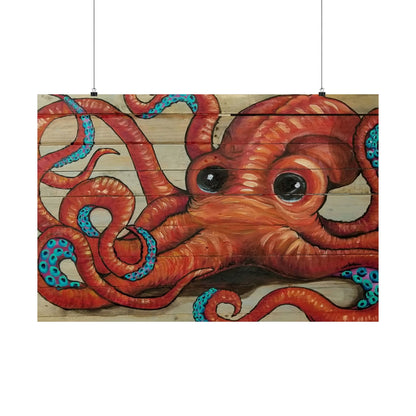 Octopus Wall Art Poster — Matte Horizontal Nautical Print