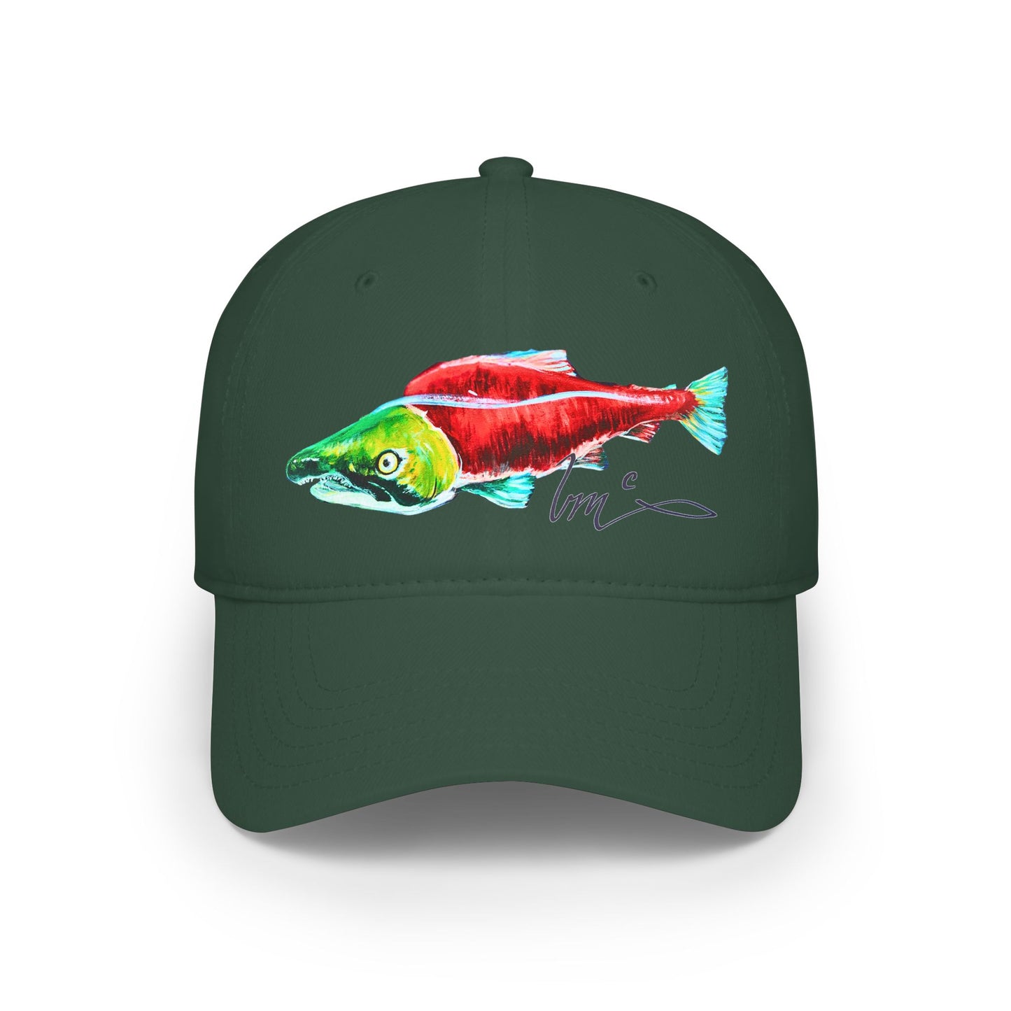 Salmon Sketch Baseball Cap — Hand-Drawn Fish Hat for Anglers & Outdoors
