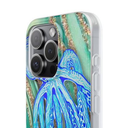 Octopus Seafoam Phone Case — Artistic Blue Octopus Flexible Protective Cover