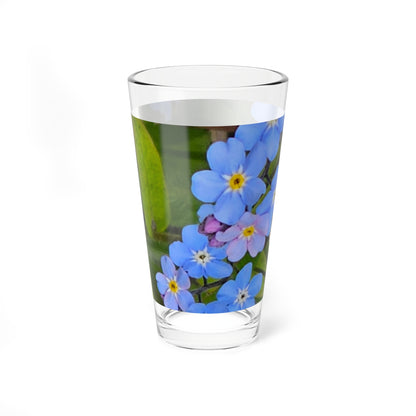 Mixing Glass - Blue Forget-Me-Not Floral Pint Glass (16oz)