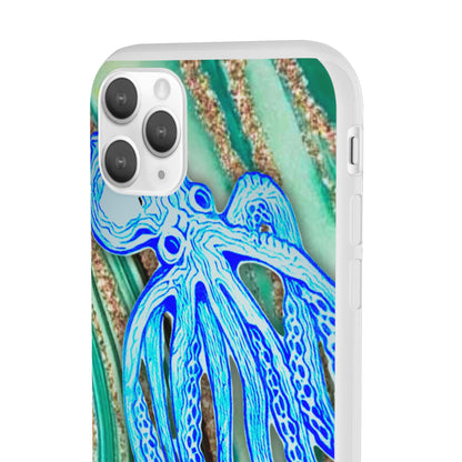 Octopus Seafoam Phone Case — Artistic Blue Octopus Flexible Protective Cover