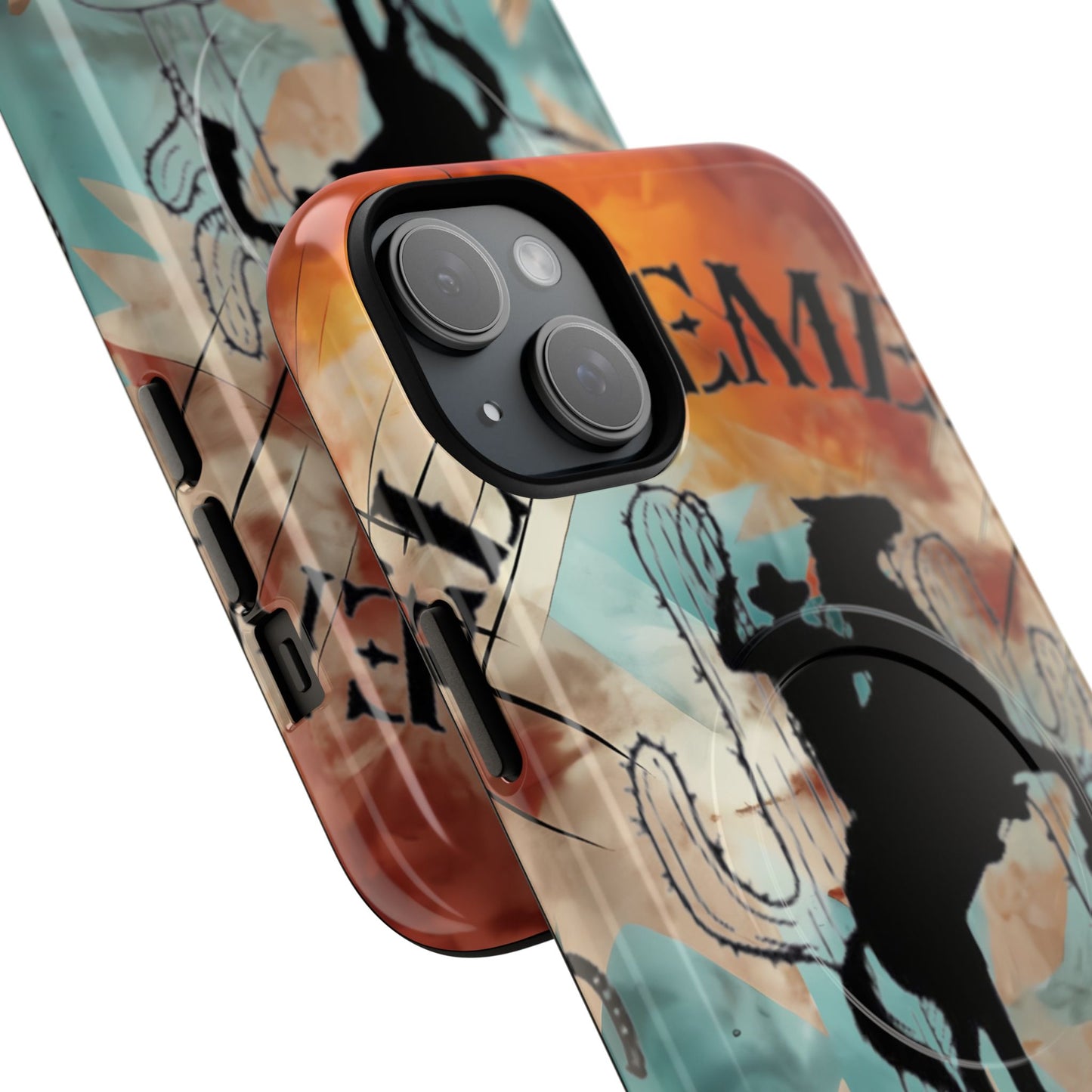 Elopement  Wrangler Tough Magnetic Phone Case — Rodeo Cowboy Silhouette Design