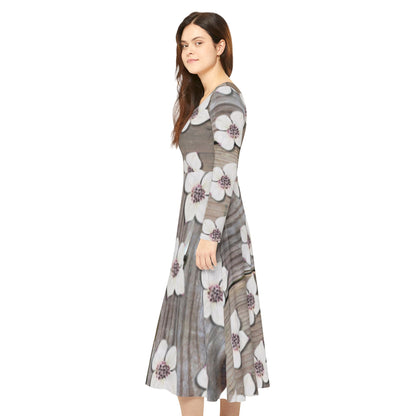 Floral Long Sleeve Dance Dress — Vintage Green AOP