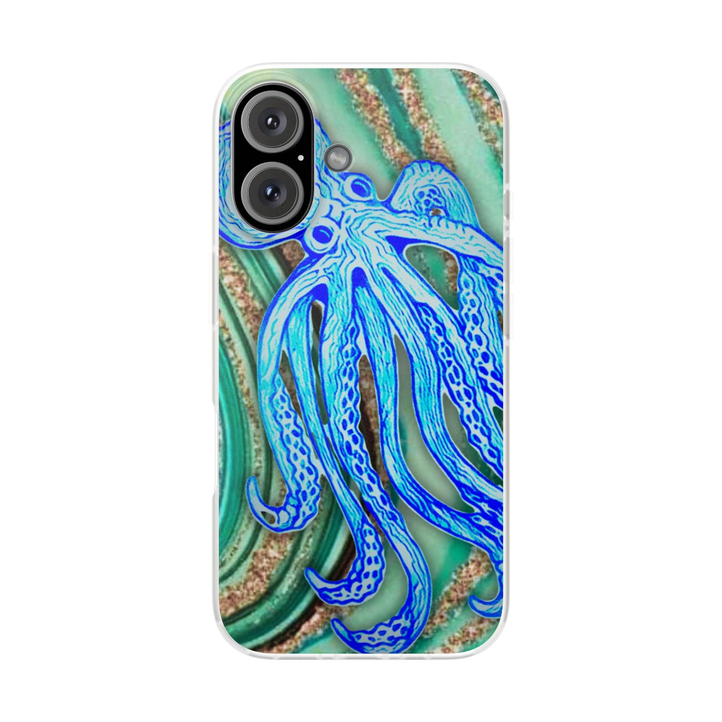 Octopus Seafoam Phone Case — Artistic Blue Octopus Flexible Protective Cover