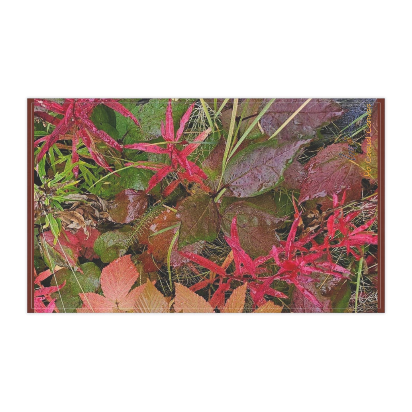 Fall Foilage  Cotton Tea Towel — Red & Green Fall Foliage Kitchen Towel