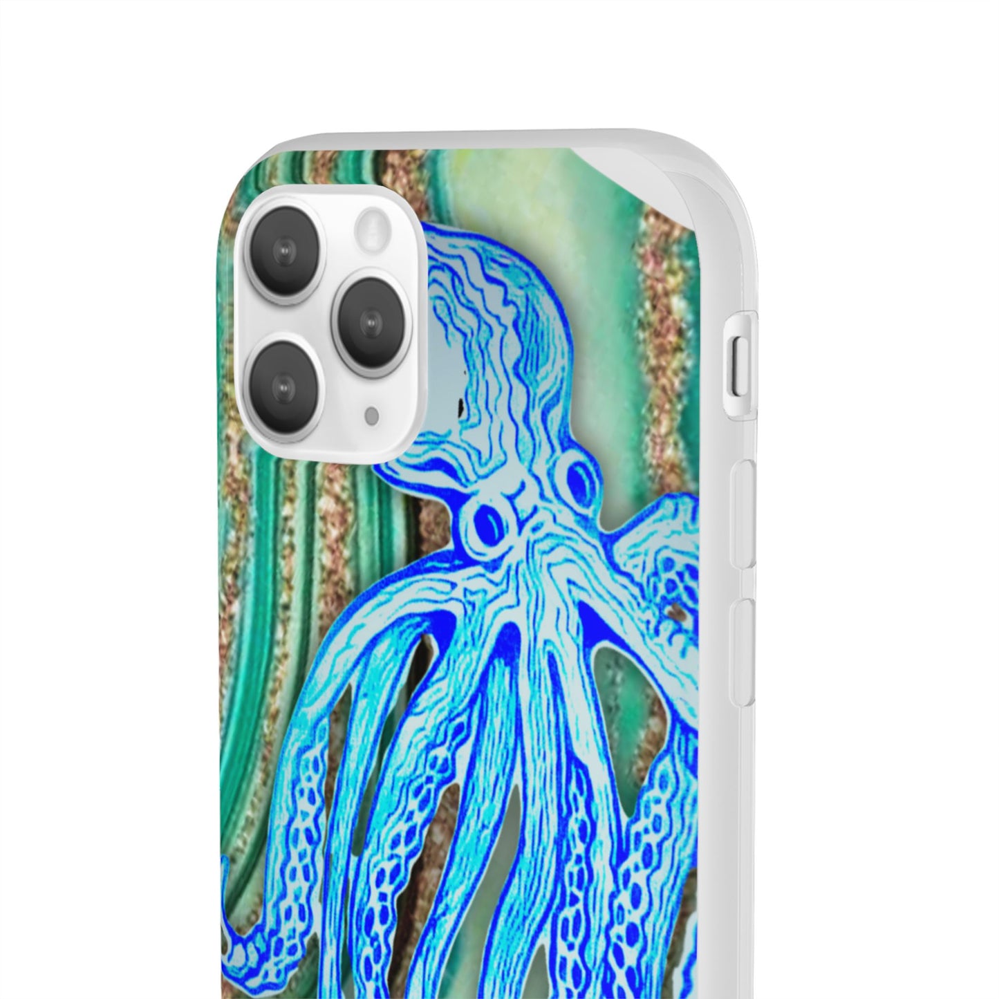 Octopus Seafoam Phone Case — Artistic Blue Octopus Flexible Protective Cover