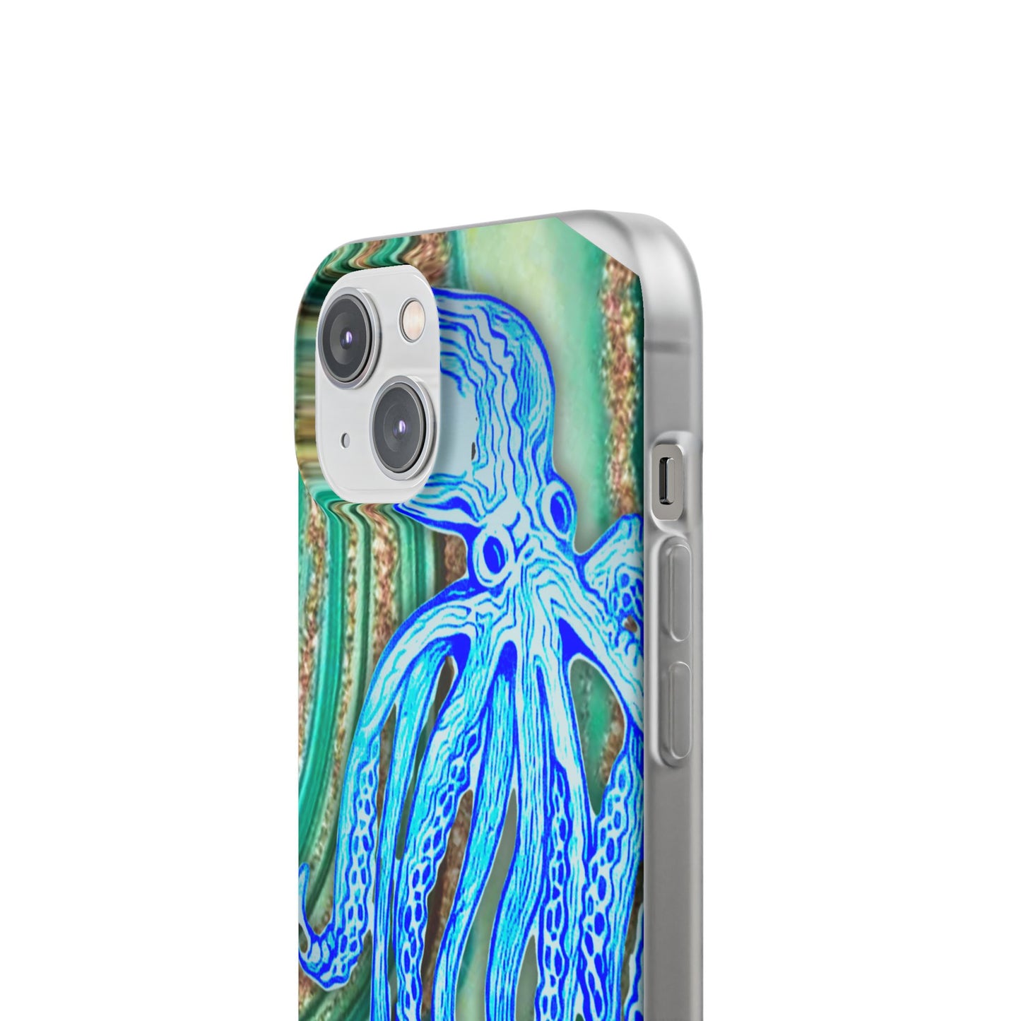 Octopus Seafoam Phone Case — Artistic Blue Octopus Flexible Protective Cover