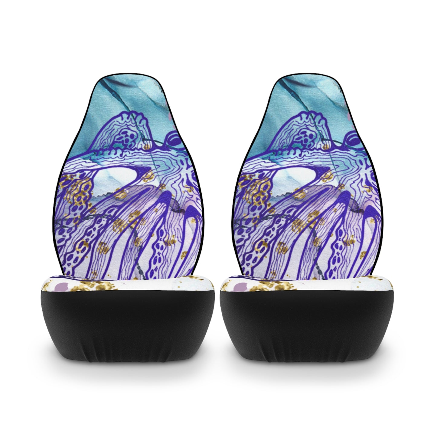 Octopus Art Car Seat Covers — Coastal Marine Purple Blue Seat Protector
