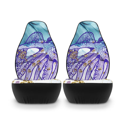 Octopus Art Car Seat Covers — Coastal Marine Purple Blue Seat Protector