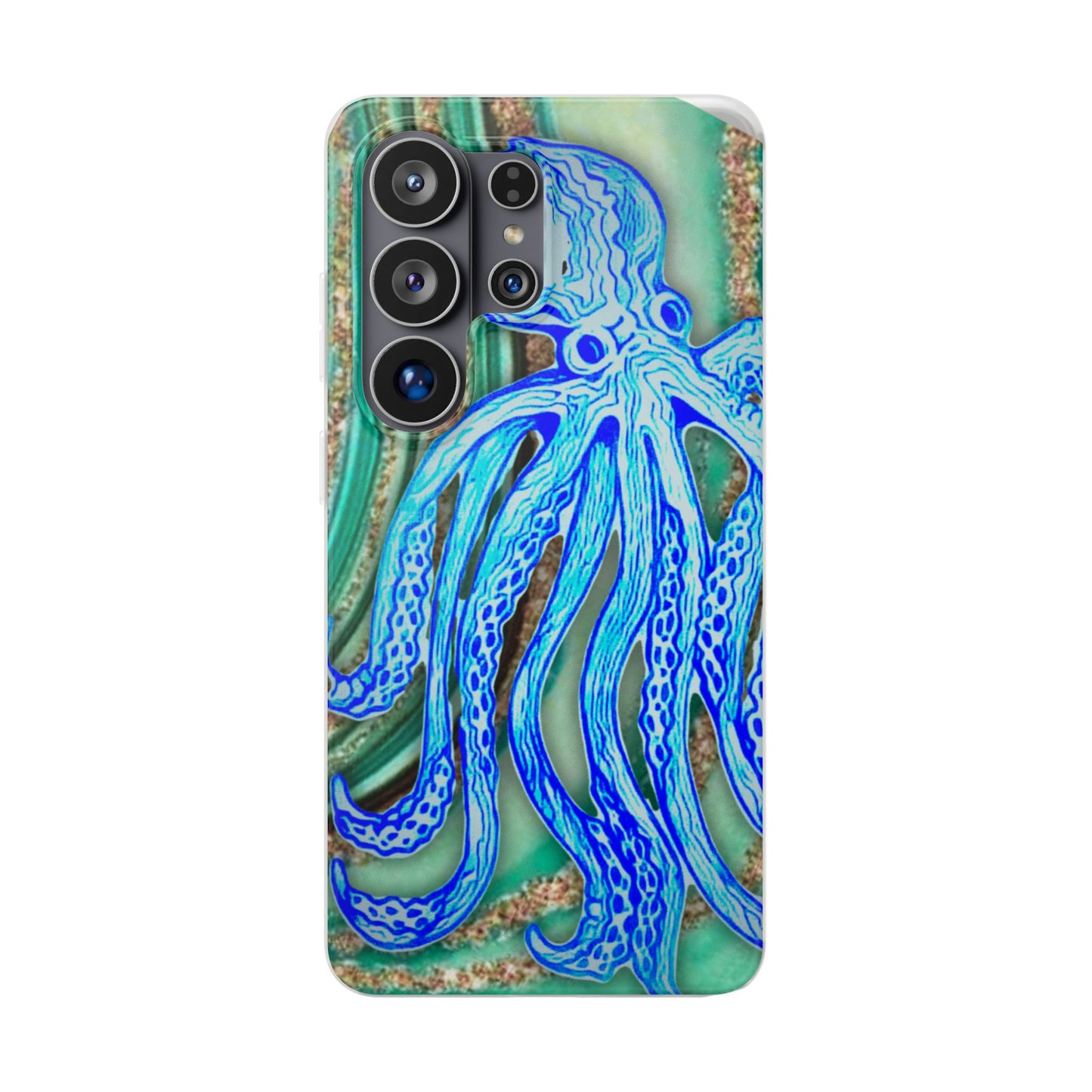 Octopus Seafoam Phone Case — Artistic Blue Octopus Flexible Protective Cover