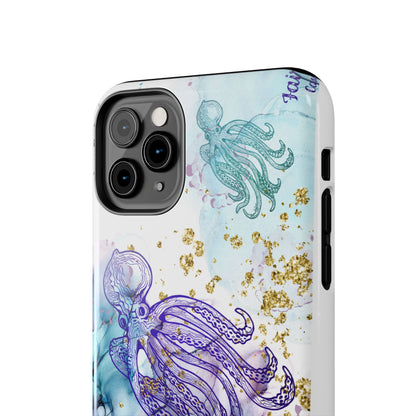 Octopus Art Tough Phone Case — Purple Nautical Sea Creature Design